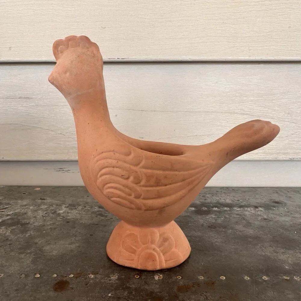Vintage Terracotta Planter Hen Chicken Pottery Candle Holder Avon 6.5”